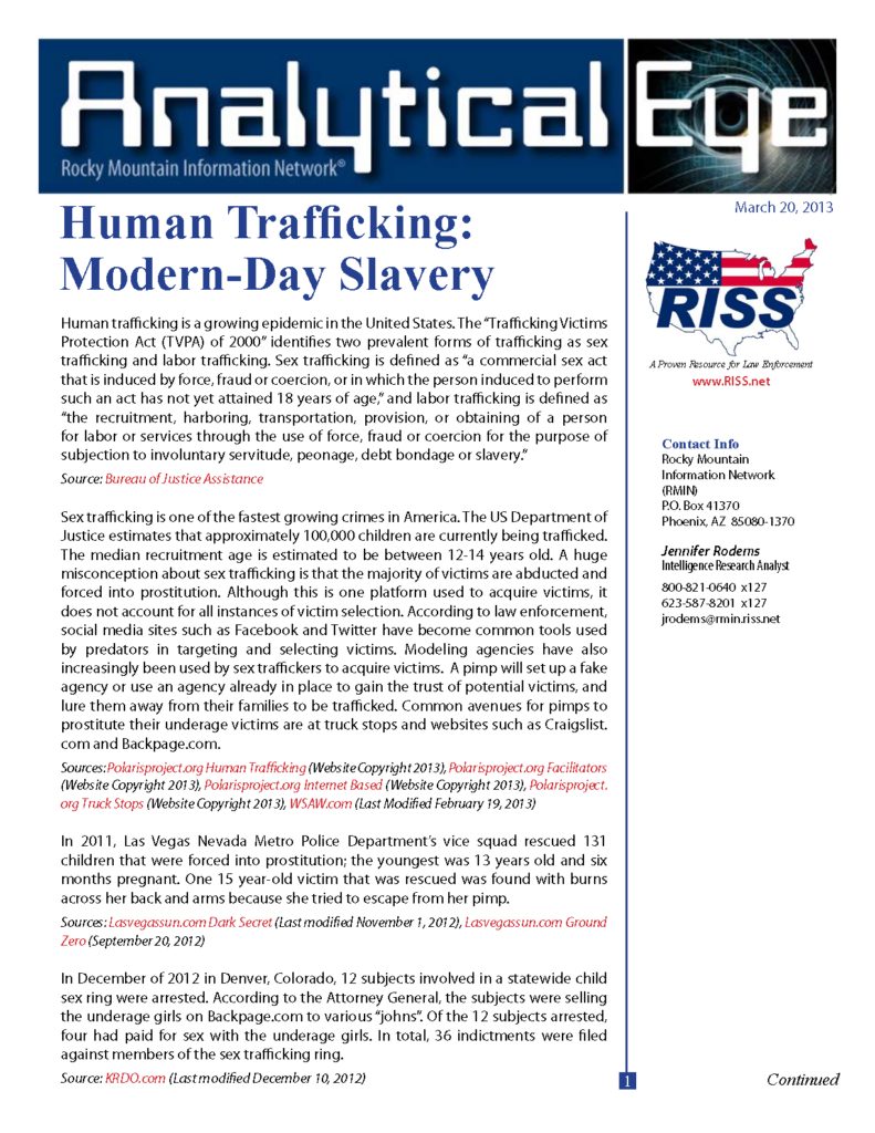 Human Trafficking: Modern-Day Slavery