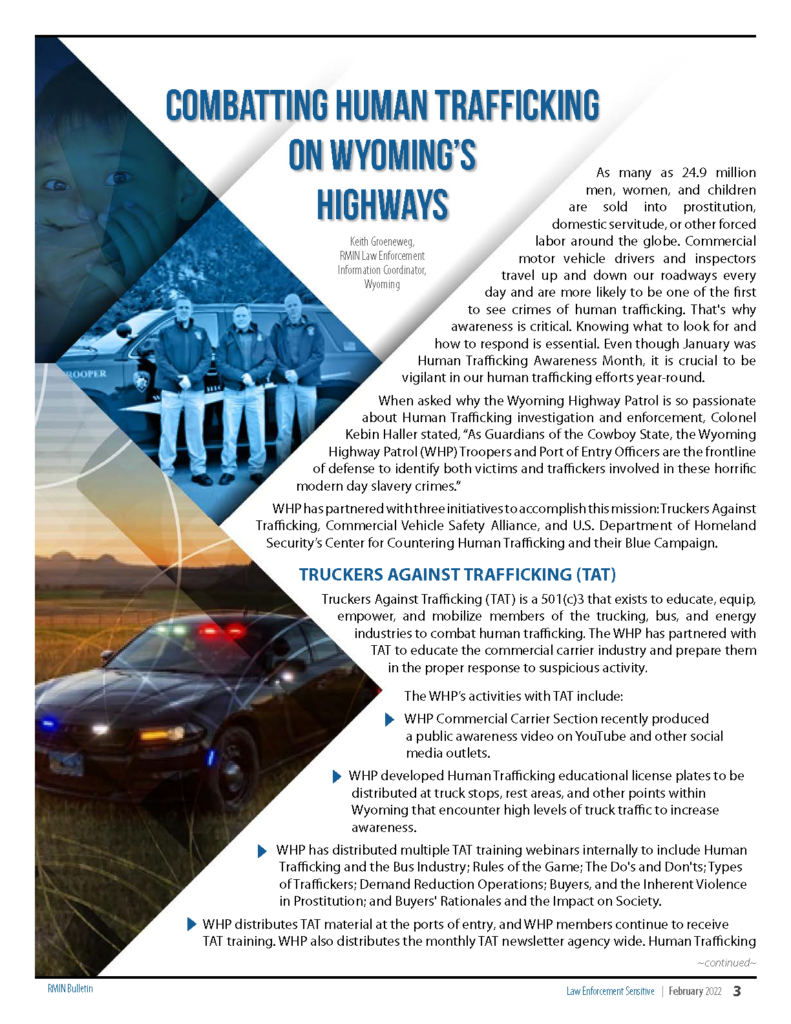 Combatting Human Trafficking on Wyoming's Highways