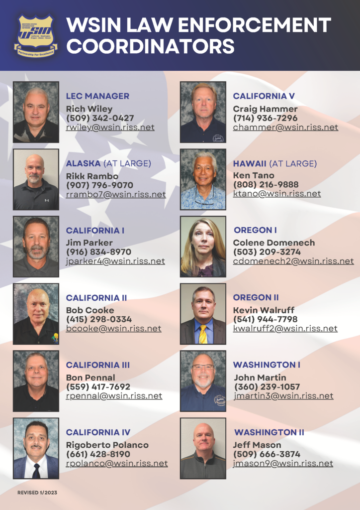 WSIN Law Enforcement Coordinators Contact Sheet