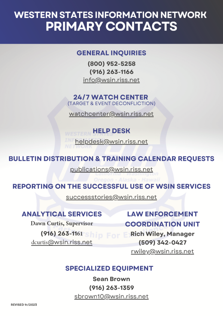 WSIN Primary Contacts Sheet